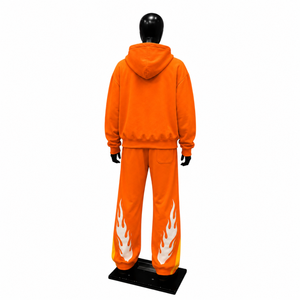 <b>Orange</b> Flame Skull Tracksuit Men Streetwear <b>Hoodie</b> And Jogger Set Gothic Fire Graphic Two Piece Outfit Oversized Pullover Sweats - Product Image 2