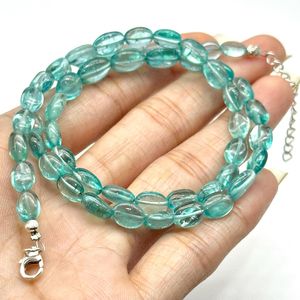 Collar de gargantilla con cuentas de apatita Natural, forma ovalada suave, para mujeres y niñas, collar ajustable hecho a mano de 5 a 8mm, joyería - Product Image 5