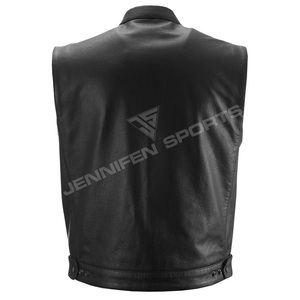 Chaleco de Cuero Personalizado al por Mayor, Chaleco de Cuero Vacuno para Motocicleta, Chaleco de Cuero Sostenible con Bolsillos Delanteros en el Pecho - Product Image 2