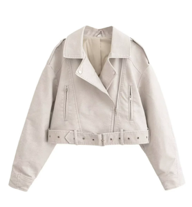 PIHA SPORTS Women's Genuine Cow Skin <b>Motorcycle</b> Biker <b>Jacket</b> Full Sleeve Windproof Breathable <b>Vintage</b> Winter Style Zipper - Product Image 2