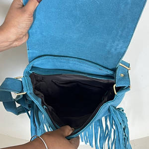 Bolso Bandolera de Piel de Ante Vacuno Premium con Flecos, Estilo Bohemio, para Mujer, de Moda, con Concho, Tipo Concha, de Hombro, de Gran Venta - Product Image 6