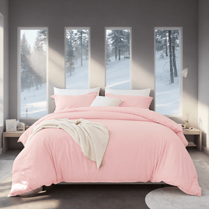 Set Copripiumino Extra Large Rosa 3 Pezzi in Microfibra Resistente allo Sbiadimento con Fiori, 1 Copripiumino e 2 Federe, Comfort Traspirante Premium - Product Image 1