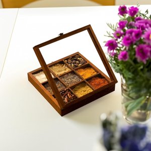 Caja de Almacenamiento de Especias Decorativa de Madera con Tapa, Organizador de Cocina - Product Image 4