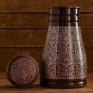 Azucarero de Cobre Moderno con Grabado Negro de Antique Creations, Azucarero Martillado, Azucarero Hecho a Mano, Hermético y Ecológico - Product Image 1