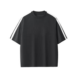 T-shirt décontracté sportif pour homme, blanc, coupe oversize, manches raglan, col rond, 100 % coton, teint en pièce, séchage rapide, 240 grammes, tricoté - Product Image 1