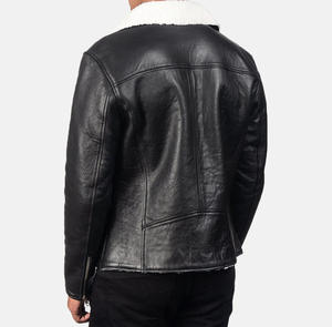 Blouson en cuir unisexe coupe ajustée pour moto, fermeture éclair, col montant, style urbain, hiver, noir, logo frontal, imperméable - Product Image 5