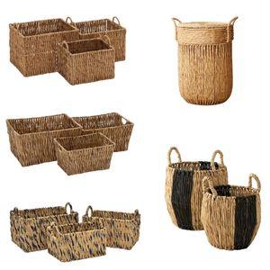 LINEAR Baskets For Storage Hyacinth Basket Laundry Bin Bathroom Laundry <b>Hamper</b> With Handles - Product Image 1