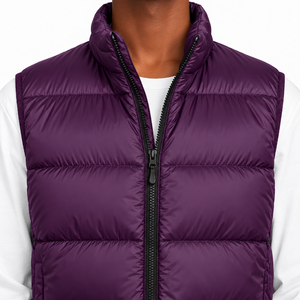 Men's Purple Puffer Vest Stand Collar Zip Up Winter Down Waistcoat Casual Windproof <b>Gilet</b> - Product Image 3