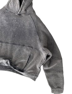 Sweat-shirt à capuche oversize pour homme, gris uni, manches raglan, en coton French Terry, décontracté, pour l'automne, coupe délavée - Product Image 6