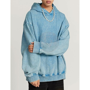 Sweat-shirt à capuche en molleton de coton coupe décontractée pour homme, effet délavé, avec poche kangourou, pour un style tendance au quotidien - Product Image 3