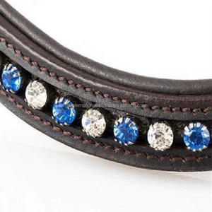 Correa de cuero ondulado hecho a mano con relleno y costuras cómodas, cristal claro decorativo y zafiro mega ostentoso - Product Image 6