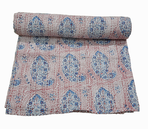 Cotton Quilt Floral Pattern Classic Design All-Season Home Use Folded Style <b>Hand</b> Wash Pigment Printing - Product Image 3