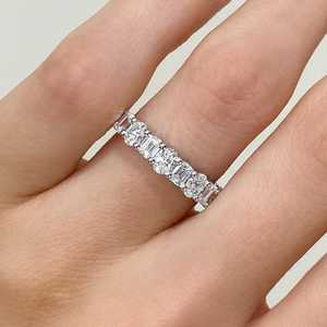 Oval Emerald Lab Grown Diamond Wedding Bands Minimalist Half Eternity <b>Stacking</b> <b>Rings</b> Custom 10kt 14K 18K Solid Gold Wholesale - Product Image 6