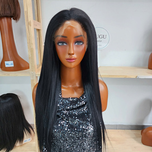 Full Lace <b>Wigs</b> Double Drawn 100% Virgin Vietnamese Human Hair Natural <b>Black</b> Bone Straight Styles - Product Image 2