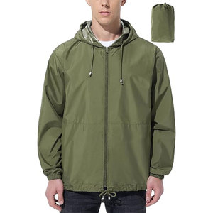 <b>Men's</b> Waterproof Hooded Stand Lightweight Packable Windbreaker <b>Jacket</b> Customizable Sporty for Hiking <b>Cycling</b> Running Fishing - Product Image 1