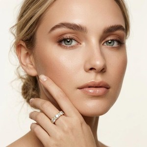 แหวนเพชรทรงกลมพรีเมียมแบบเต็มวงสำหรับผู้หญิง ทองคำแท้ 14k ของขวัญสำหรับเจ้าสาว ขอแต่งงาน มอบให้เธอ - Product Image 4