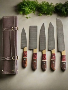 Ensemble de 5 couteaux de cuisine Damas faits à la main en acier à haute teneur en carbone, couteaux de chef professionnels, fournisseur d'ensembles de couteaux de cuisine - Product Image 2