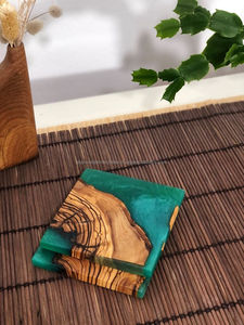 ถาดรองแก้วไม้อะคาเซียถาดรองแก้วไม้อีพ็อกซี่ทำจากเรซินสำหรับกาแฟชาเบียร์มีโลโก้ตามสั่ง - Product Image 5