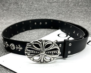 Cinturón de Cuero PU Blanco Personalizado, Estilo Punk Hip Hop, Muchos Diseños, Hebilla de Aleación, Cinturón Y2K con Hebilla Cruzada para Hombre y Mujer - Product Image 4