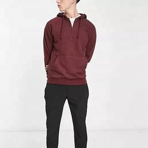เสื้อฮู้ดดี้ผู้ชายทรงโอเวอร์ไซส์แฟชั่นใหม่ OEM พร้อมซิป 12 จุด แบบสวมหัวครึ่งซิป - Product Image 3