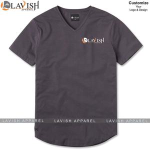 T-shirt col V 100% coton haute qualité pour homme, séchage rapide, logo personnalisable, motif solide, poids de 180 grammes, sérigraphie tricotée - Product Image 6