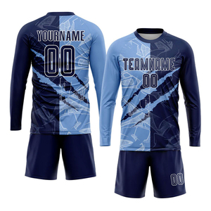 Hot Selling Unisex Soccer Wear Customizable Heat-transfer Printed 100% Polyester Kits Clothing Logo Wholesale Price Cheap - Product Image 5
