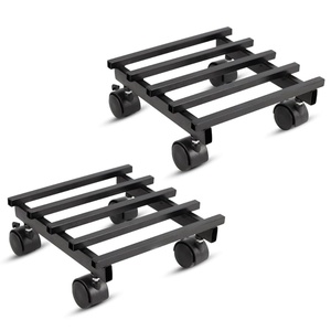 Base rectangular para plantas con ruedas bloqueables, base de plástico negro, fácil de montar, soporte para trellis - Product Image 1