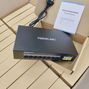 Switch de Red Ethernet TOKELINK 8 PoE 2 Uplink 10/100Mbps, Switch PoE No Administrado para Cámaras IP, Popular y en Oferta - Product Image 1