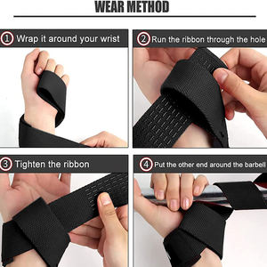 Sangles de musculation Geo Brother Co en coton, antidérapantes, avec boucle de fermeture, haute élasticité, équipement de fitness portable, unisexe, noir - Product Image 3