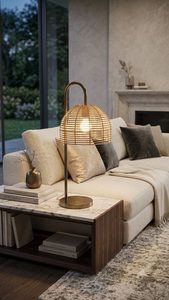 Lámpara de Mesa de Ratán Hecha a Mano con Marco Metálico, Bombilla E27, Lámpara de Escritorio Tejida Natural, Decoración Acogedora para el Hogar, Iluminación, Fábrica OEM ODM - Product Image 3
