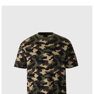 Camiseta de Camuflaje para Hombre, Estilo Urbano, Oversize, Cuello Redondo, Algodón, Manga Corta, Corte Holgado, Transpirable e Impermeable para Invierno - Product Image 3