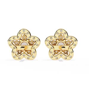 Pendientes Ajretail con Diamante Natural de 0.87ct, Corte Brillante Redondo, Oro de 14K, Diseño Floral, Color HI, Claridad VS-SI, Certificados - Product Image 4