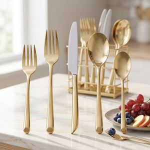 Ensemble de couverts élégants en acier inoxydable, ustensiles de table avec cuillères, fourchettes, couteaux, ensemble de vaisselle pour la maison, la cuisine, le restaurant - Product Image 6