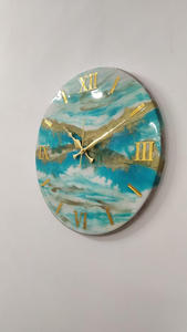 Horloge murale en résine époxy Ocean Wave Décor bleu et blanc unique pour décoration murale de style religieux pour la maison côtière - Product Image 4