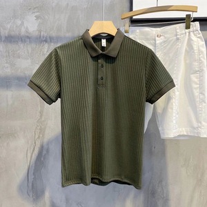 Camiseta Polo de Manga Corta para Hombre, Elástica, con Rayas Acanaladas y Logotipo Personalizado Bordado, Estilo Casual de Negocios, Precio de Fábrica en China, OEM - Product Image 4