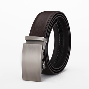 Ceinture en cuir véritable faite à la main pour hommes, vente en gros d'usine, logo personnalisé, boucle automatique en alliage, ceinture élégante et tendance - Product Image 3