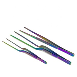 Nonstick Coated 20cm Chef Plating Tweezers Stainless Steel Anti-Slip Dishwasher Safe Offset Kitchen Tongs Precision <b>BBQ</b> Serving - Product Image 3