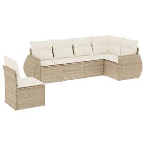 Ensemble de canapés de jardin de taille moyenne avec rotin PE beige et acier thermolaqué, mobilier de patio - Product Image 2