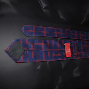 Corbata de Lujo Tie Benon para Hombre, Diseño a Cuadros Azul Marino y Rojo, Microseda |   Corbata de Diseño Premium para Negocios, Bodas y Oficina - Product Image 1