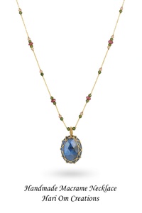 สร้อยคอจี้โลหะผสมแพลตตินั่มชุบสีน้ำเงินประดับคริสตัลบำบัดทรงเหลี่ยมสไตล์โบโฮพร้อมลูกปัดทำมือ - Product Image 4