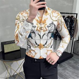 Camisa informal para hombre de algodón de manga larga con botones y cuello camisa de vestir formal para camisas de hombre - Product Image 2