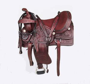 Selle de cheval western en cuir avec quincaillerie en cuir et arceau en bois, 15-17 pouces de long, disponible en plusieurs tailles pour l'équitation - Product Image 5