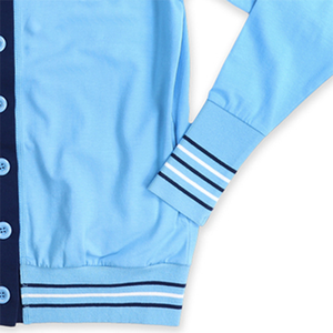 Unisex Winter Sky Blue Royal Blue Wool/Cashmere Blend Knitted <b>Cardigan</b> Custom V Neck Front Best University Sororities Sweater - Product Image 6