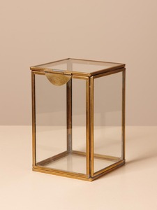 Decorative Gold Metal Frame Glass Keepsake <b>Box</b> Elegant Jewelry Storage Container Transparent Trinket Organizer Hinged Lid - Product Image 1