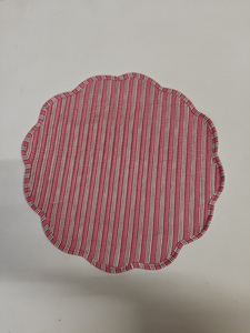 Orange White Strip Cotton Quilted Reversible Modern Customizable Machine Washable Round Placemat - Product Image 5