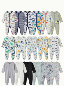 Baby Romper 1pc Gender-<b>Neutral</b> Unisex Footed Romper <b>Print</b> All-Season 0-9 Months Newborn Single Button Closure Cotton Breathable - Product Image 6