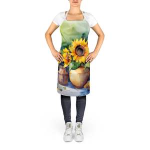 Delantal de acuarela de girasoles Multicolor grande, servidor de cocina Unisex para cocinar, manualidades para hornear, jardinería para adultos, hombres y mujeres - Product Image 2