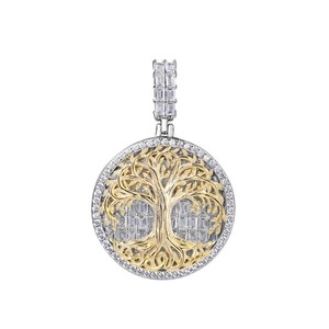 Nuevo Colgante de Árbol de la Vida con Micro Pavé de Moissanita para Hombre, Estilo Hip Hop Punk, Bañado en Oro - Product Image 5