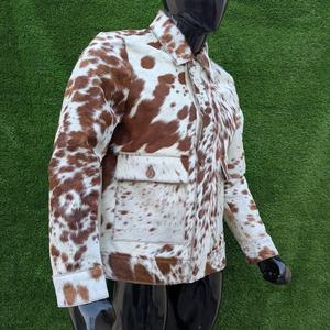 <b>Men's</b> Genuine <b>Leather</b> Shirt <b>Jacket</b> Animal Print Turn-down Collar Casual Regular Fit Autumn Style - Product Image 3