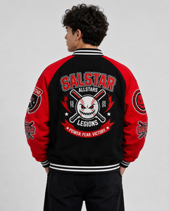 Custom Black Red Varsity Letterman <b>Jacket</b> Premium Wool <b>Baseball</b> <b>Bomber</b> <b>Jacket</b> with Embroidery Patches OEM/ODM Manufacturer - Product Image 2